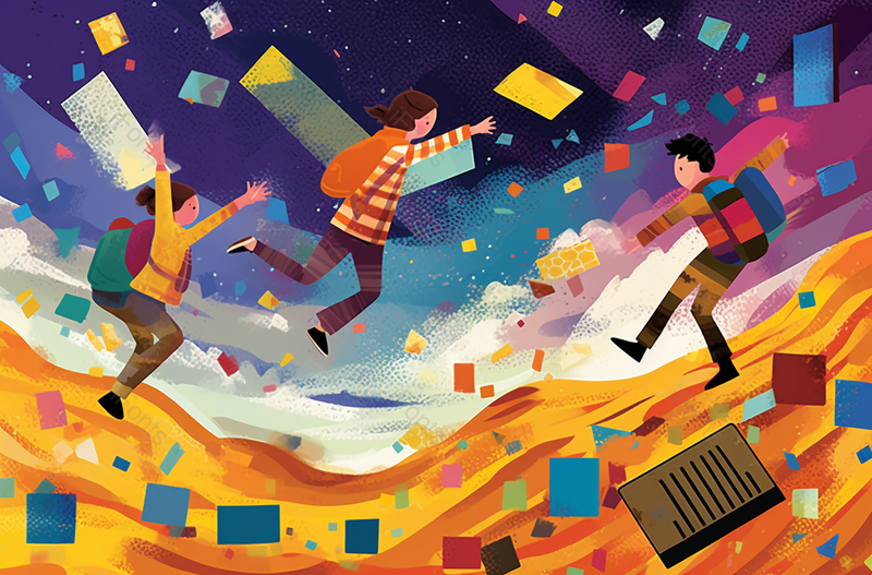 书籍儿童节彩色人群狂欢升空欢乐多彩平面插画,插画/手绘图,插画/手绘图库,插画/手绘图下载,插画/手绘